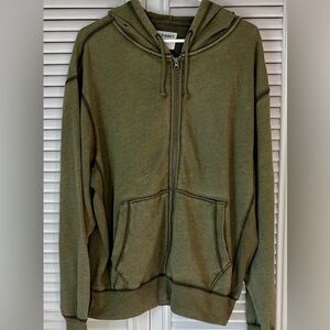 Old Navy Khaku Green Oversized Hoodie with Zipper Women’s Medium